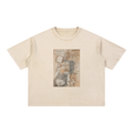 Coffee Cup Stained Map of Israel Mineral Wash Boxy Cotton T-Shirt - Unisex Oversized